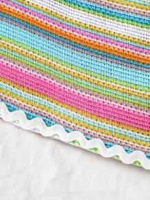 Set de 2 piezas de top corto de tirantes de punto con estampado de arcoíris y pantalones acampanados de cintura elástica para bebés niñas, adecuado para 6M-3T, para ir a la escuela, casual, calle, vacaciones, deportes, bebé niña, jersey, pantalones cortos - Multicolor - Ver 7