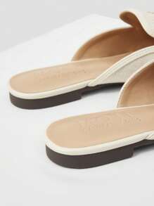 MOTF PREMIUM ROUND TOE BRAID PU LEATHER FLAT SHOES FOR CHRISTMAS - White - View 9