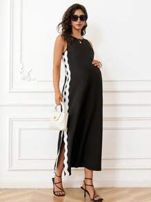 MaterniWear Maternity Sleeveless Dress, Fashion Suitable For Summer,Pregnancy Outfits - Black - View 4