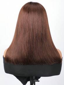 Glueless Layered Straight Wig Bob Wig With Bangs Human Hair 4x4 Pre-Cut Lace Glueless Wigs Silk Bob Wig Wear And Go Breathable Short Bob Wigs 4# Chocolate Brown Bob Wig 10-14 Inch - S4 - View 4