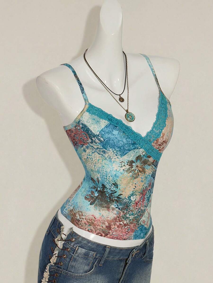 SHEIN ICON Áo không tay in hoa cổ điển, giản dị mùa hè - Nhiều màu - Xem 1