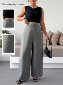 SHEIN Tall Pantaloni ampi e morbidi con vita asimmetrica per taglie comode, versatili, casual e adatti per il pendolarismo quotidiano