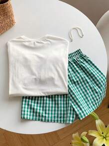 Comfortcana 全新夏季女式樱桃印花两件套日常穿搭 - 綠色 - 查看 2