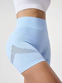 Seamluxe SHEIN Sport Einfarbige nahtlose perforierte High Waist Sporthosen