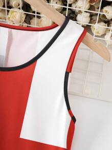 Damen Kleid mit geometrischem Muster, ärmellos, Rundausschnitt, mit Taschen