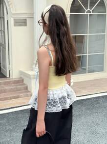 DAZY 少女时尚蕾丝边裙 - 白色 - 查看 2