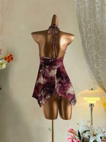 Attitoon Red Tie-Dye Paisley & Cashew Pattern Women Camisole,Rave Top