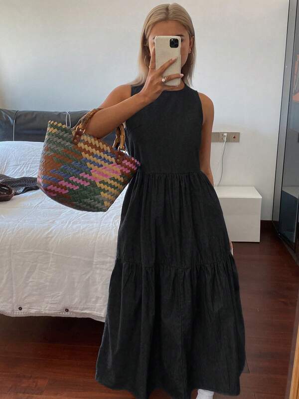 DAZY New Spring Season Women's Vacation Style Denim Dress