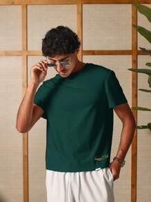 SUMWON 经典 Santa Cruz 图案夏季工作室棉质海滩 T 恤休闲街头服饰 Pacific Avenue 标志加州系列运动版型滑板风格 - 軍綠色 - 查看 3