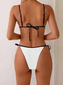 Swim Vcay Bộ đồ bơi bikini tam giác buộc dây phía trước màu trơn dành cho nữ và đồ bơi đi biển, hàng mới về năm 2025 - Nhiều màu - Xem 2