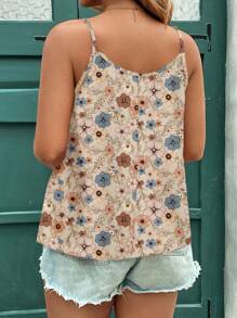 EMERY ROSE 大码女式休闲优雅印花背心/上衣，适合夏季穿着 - 彩色 - 查看 2