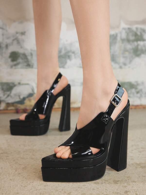 Sugerpunk Damen Mode Schwarze Spitze Zehen Super High Heel Pumps