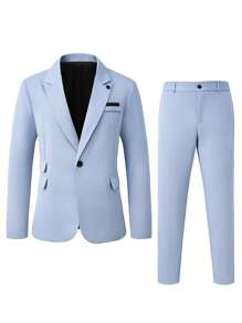 Manfinity Mode Ensemble de costume pour hommes de couleur unie, mode pour l'été