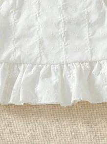 SHEIN 2pcs/Pack Baby Girl Toddler/Newborn 0-3 Years Spring Summer Casual Outgoing Cottn Embroidered Sleeveless Top And Long Pants Set - White - View 5