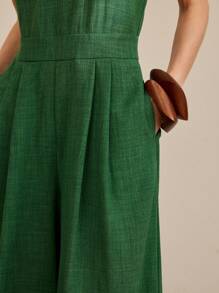 Ontre 2025秋冬女装，秋冬女装，返校季，万圣节，圣诞节，商务休闲，复古，优雅，百搭，基础款服装，纳什维尔服装，无袖，阔腿连体裤，波西米亚风，优雅阔腿，度假，海岛度假村，音乐节，不对称设计，性感时尚 - 綠色 - 查看 5