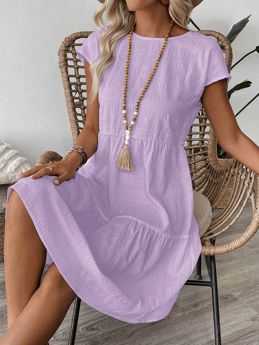 EMERY ROSE 女式夏季几何图案印花圆领短袖连衣裙