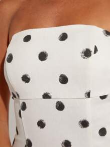 COSMINA Váy suông hở vai in họa tiết chấm bi thanh lịch dành cho nữ, mùa hè - Nhiều màu - Xem 5