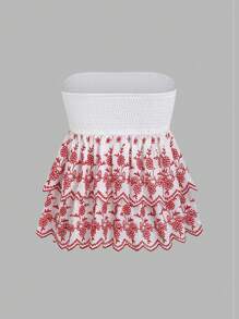 TrendSteals Atasan Crop Top Berenda dengan Hiasan Renda dan Rumbai di Bagian Bawah, Seksi & Menawan untuk Wanita - MultiWarna - View 2