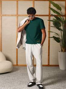 SUMWON 经典 Santa Cruz 图案夏季工作室棉质海滩 T 恤休闲街头服饰 Pacific Avenue 标志加州系列运动版型滑板风格 - 軍綠色 - 查看 4