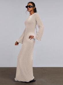 Athîral 女士条纹系带露背连衣裙