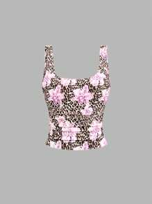 Sweetra Women Casual Square Collar Ruffle Camisole Tank Top, Summer - Multicolor - View 8