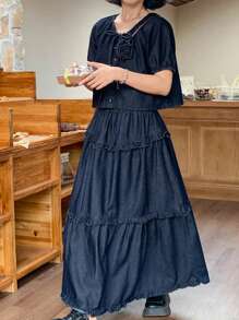 FRIFUL Women Denim Two Pieces Outfits Women Summer Clothing Woman S Summer Clothes Women S Clothes Work Summer Dresses Women Plus Clothing Formal