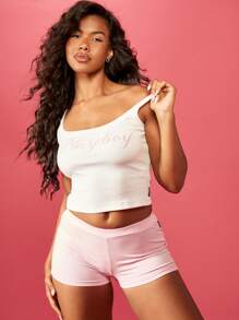 Missguided x Playboy 罗纹短款背心夏季家居服运动休闲工字背心修身运动健身瑜伽街头服饰节日基本款分层必备上衣 - 白色 - 查看 3