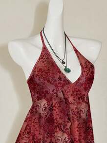Attitoon Red Paisley Casual & Simple Women Vest, Suitable For Summer