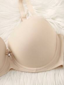 DesireSculpt 2 piezas Sujetador de unicolor cómodo con aros para mujer de talla grande, conjunto de ropa interior, levanta - Multicolor - Ver 3