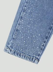 少女牛仔两件套服装 - 中等水洗藍 - 查看 7