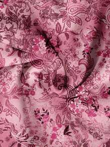 Soleia Áo Babydoll hở lưng cổ chữ V họa tiết hoa màu hồng cho kỳ nghỉ thường ngày của phụ nữ, thích hợp cho kỳ nghỉ hè - Hồng - Xem 8
