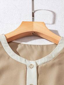 GlowEve Women's Sleeveless Solid Color Shirt, Fashionable For Summer - Khaki - View 5