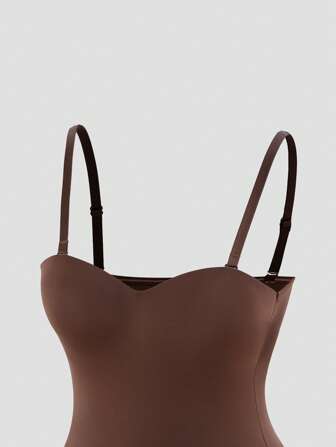 Shapelle Forme 1pc Women's Plain Color Fashionable Bodysuit Shapewear, Suitable For Summer