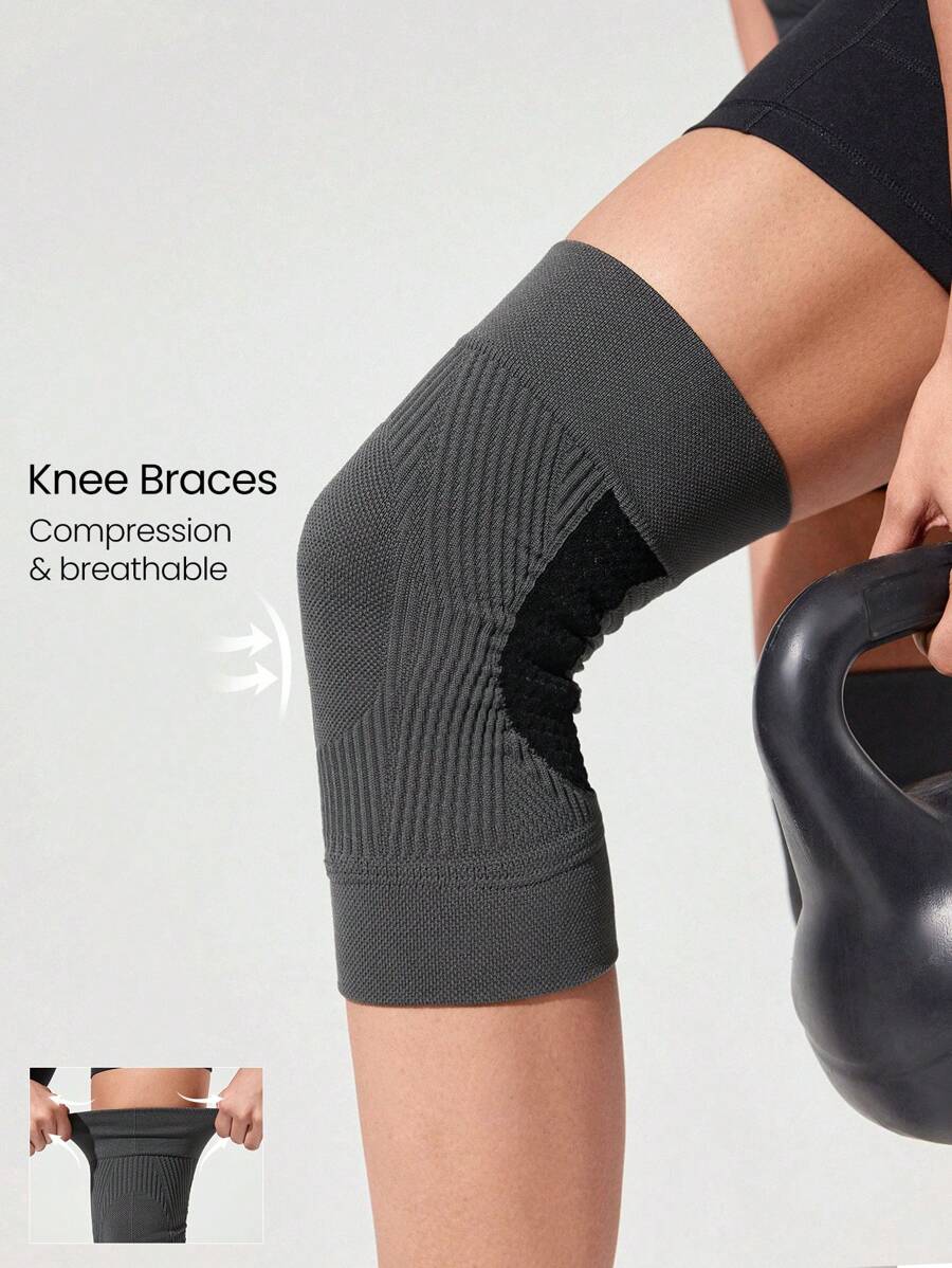 GLOWMODE Sweat-Wicking Compressed Knee Sleeve - Dark Grey - View 1