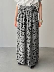 FRIFUL Women's All-Over Floral Print Wide Leg Cropped Pocket Decorated Pants, Music Festival Boho Vacation Outfits Women - Black - View 1