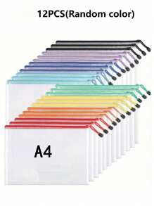 Extra Large Grid Waterproof Zipper Document Bag - A3/A4/B4/A5/B5/B6 Transparent Student And Professional Document Organizer, Ideal For Paper And Exam Storage. - Multicolor - View 7