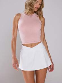 MUSERA Round Neck Contrast Stitch Fitted Tank Top Spring Summer Cute Vacation Casual Y2k Cute Airport Holiday Fall