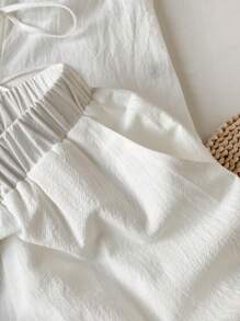 Comfortcana Plus Size Solid Color Bead Strap Tank Top And Wide Leg Pants Set For Women, Summer,Business Casual Woman - White - View 4