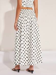 COSMINA Gonna a-line elegante con stampa a pois e cerniera sul retro per donna