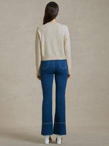 Áo khoác cardigan dài tay hở trước màu trơn cho nữ, thời trang cho kỳ nghỉ hè Áo len dành cho nữ Quần áo mùa hè bằng len dành cho nữ Ngày 4 tháng 7 vào mùa thu/đông - Màu be - Xem 6