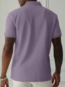 Manfinity Homme 男士纯色短袖休闲通勤 Polo 衫，夏季男士 Polo 衫，紫色男装，男士服装男士 Polo 衫，男士高尔夫球衫 - 紫色 - 查看 5