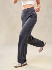 OutZeal Pantalones deportivos de pierna ancha con cintura alta, bolsillo con cremallera y modelo suave para uso diario y casual en otoño para mujeres - Gris - Ver 8