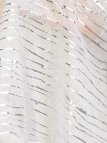 GENKIRA 宽松不对称条纹印花雪纺长袖女衬衫，透气清爽，适合夏季度假 - 白色 - 查看 8