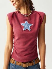 Bohemela Camiseta de punto y top sin mangas con escote redondo para tallas grandes - Burdeos - Ver 3