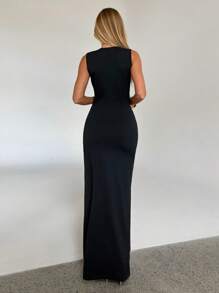 Aloruh 女士优雅性感镂空开衩针织连衣裙