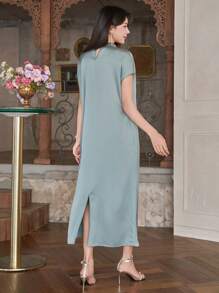 DAZY Neues elegantes & anmutiges Satinmidiekleid für Damen im Sommer