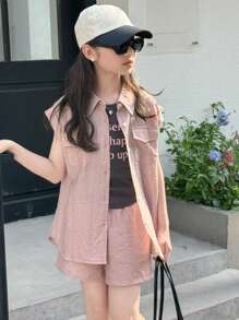 DAZY 秋季女童衬衫套装 - 粉色 - 查看 2