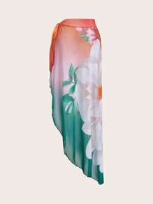 Swim Oasis Elegant Romantic Summer Beach Vacation Floral Sunset Gradient Color Jumper & Skirt 2-In-1 Premium Set - Multicolor - View 4