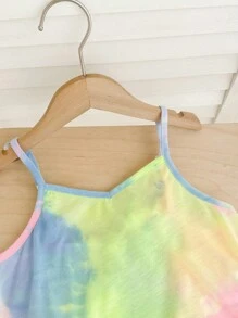 SHEIN 青少年女孩休闲家居和街头服饰扎染吊带背心和短裤两件套 - 彩色 - 查看 6