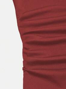 SHEIN Teen Girls Tube Top Waist Mini Dress, Black A-Line Casual Dress, Basic Style, Suitable For Spring And Summer Wear, Elegant Vacation, Cute Style, No Traditional Patterns Cheap Dress Simple Teen Dresses - Burgundy - View 3